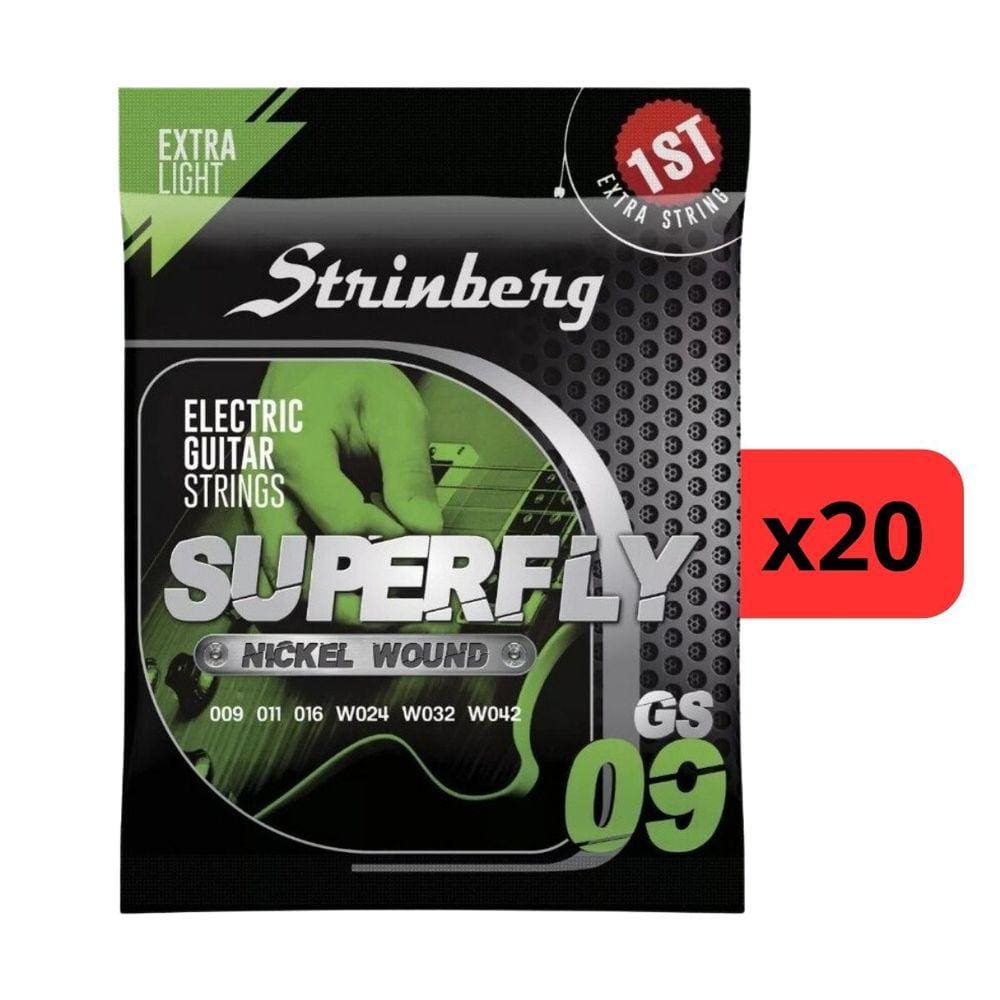 Kit 20 Encordoamento Strinberg Para Guitarra GS09 - 6 Cordas
