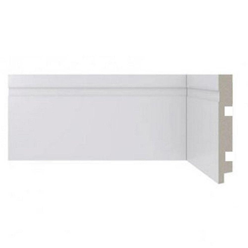 Rodapé de Poliestireno 20cm x 15mm Frisado Metro Linear Casa Grassi - caixa com 2,4 m - Branco