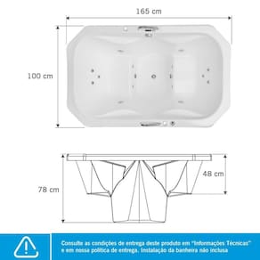 Ofurô Astra Zen Maggiore Luxo 165cmx100cmx80cm sem Aquecedor 220V