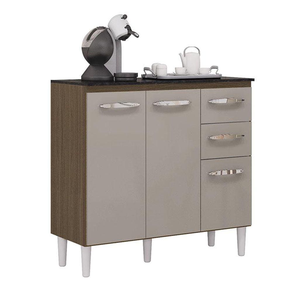 Balcão de Cozinha Isadora Castanho Off White - Poquema