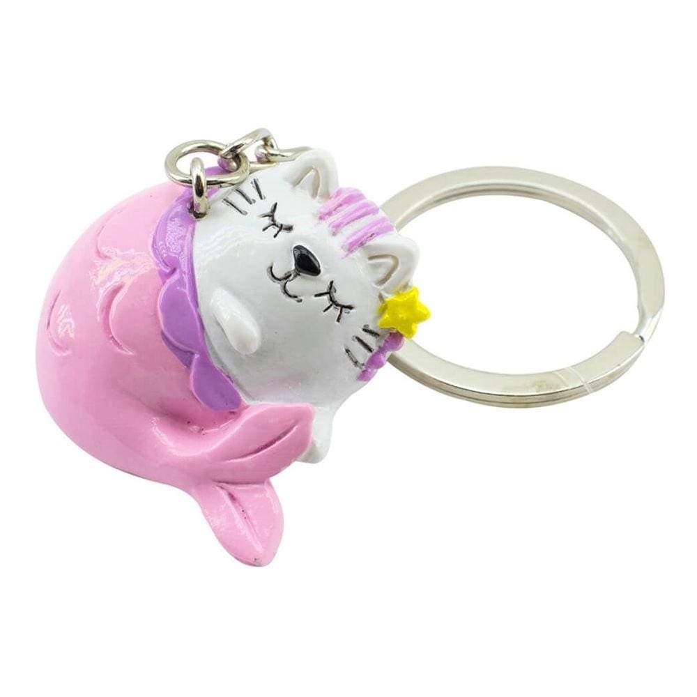 Chaveiro Gato Gatinho Sereia Rosa 3cm