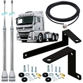 2 Antena Px Inox 2,70m Alongador Cabo 5,5m Suporte Traseiro Vw Meteor Parafusos