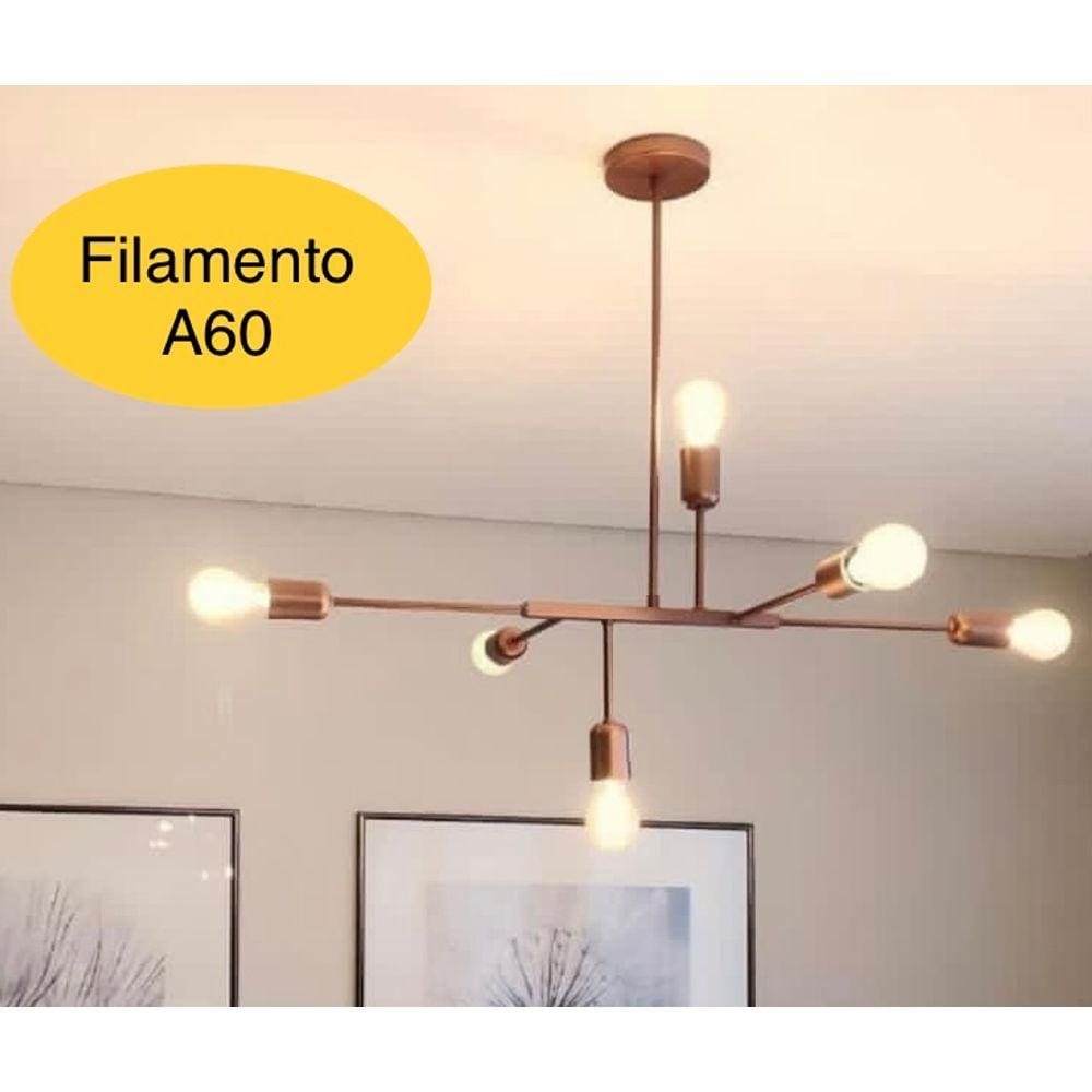 Lustre pendente sputnik gold 6 braço luminaria