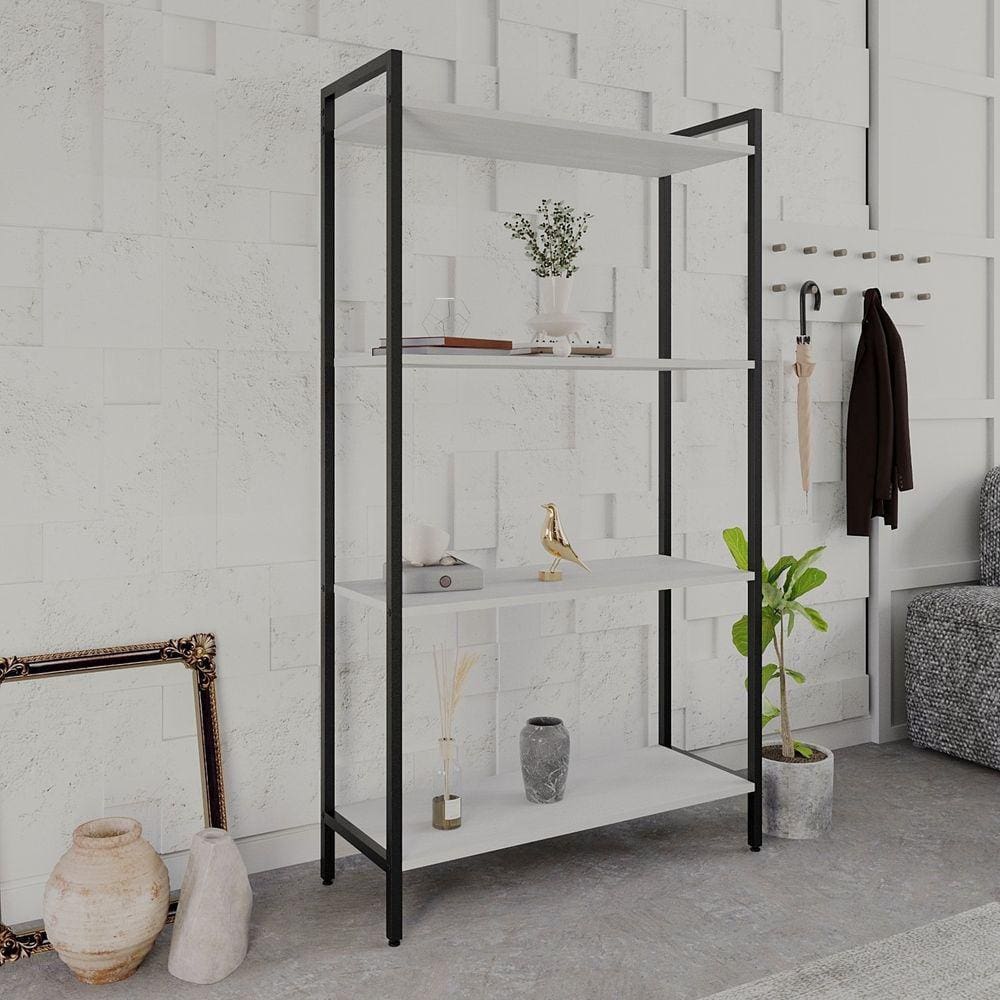 Estante para Livros Industrial Aço Multiuso 4 Prateleiras 146x80cm Active Yescasa Branco Chess