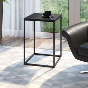 Mesa Lateral Cube Grande Artesano Preto