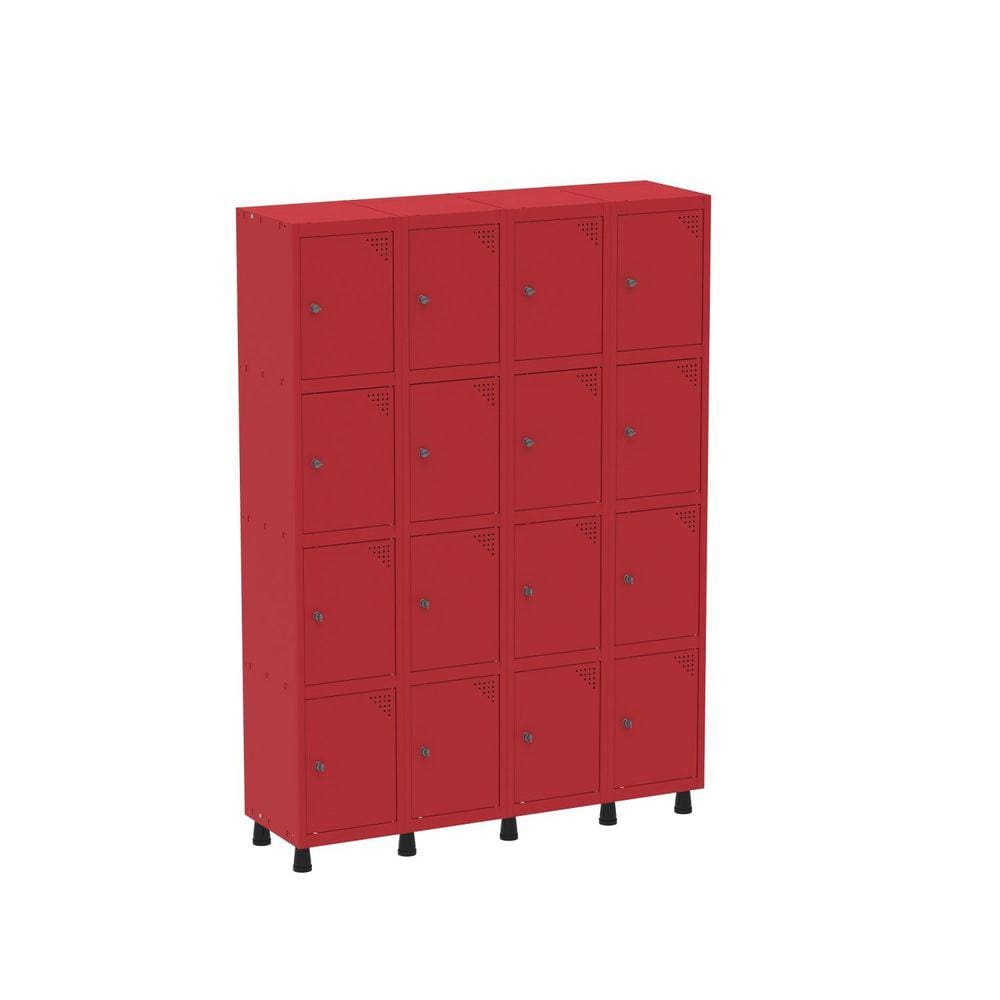 Armário Roupeiro 16 Portas Aço GRP 504/16 Vermelho