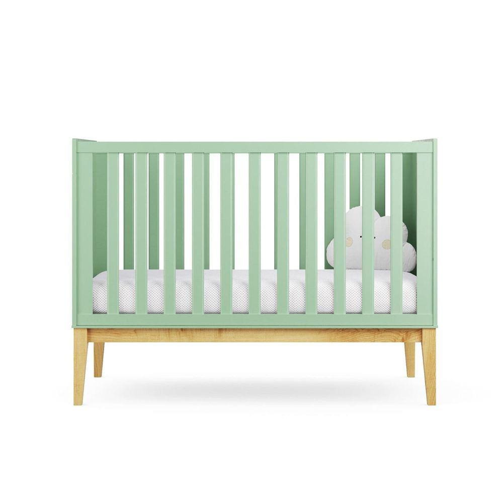 Berço 2 em 1 Retrô Amor Perfeito Divicar Móveis Verde/Marroml