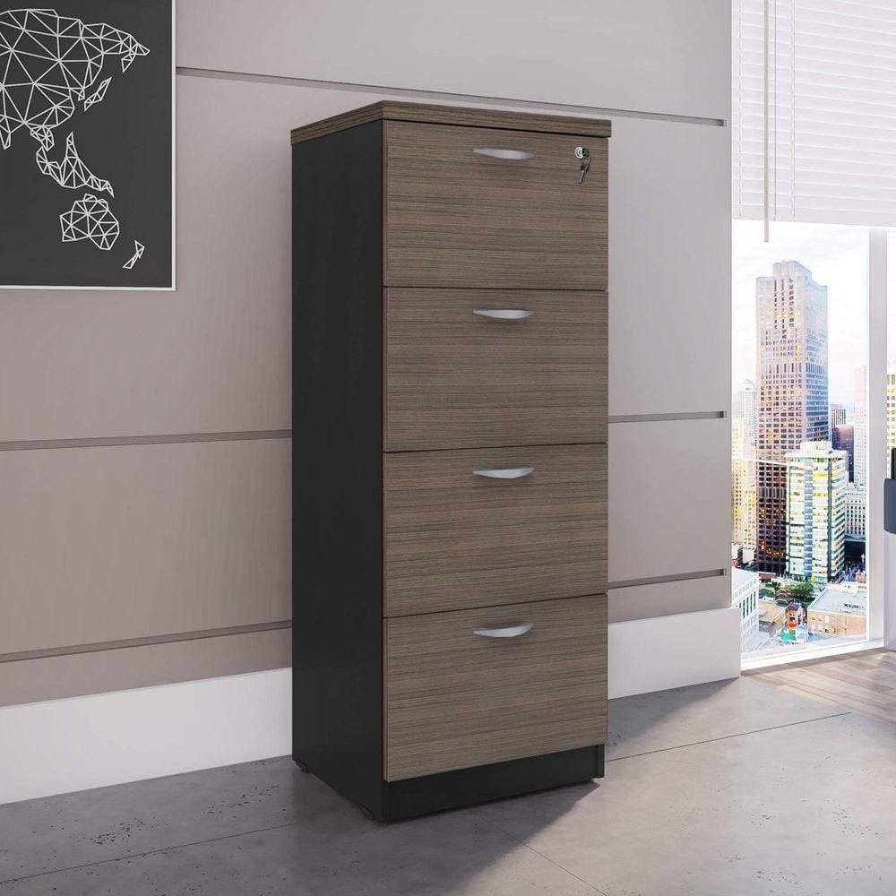 Armário Arquivo 4 Pastas Espresso Móveis Málaga/Preto