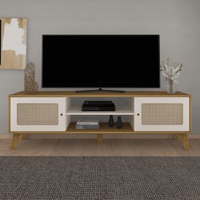Rack para Sala de Estar 2 Portas 1 Prateleira Memphis Artely Carvalho/Off White