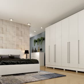 Guarda Roupa Casal com pés 6 Portas 8 Gavetas 270cm Sevilla