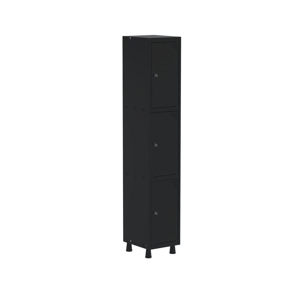 Armario Roupeiro 3 Portas Aço GRP 501/3 Preto