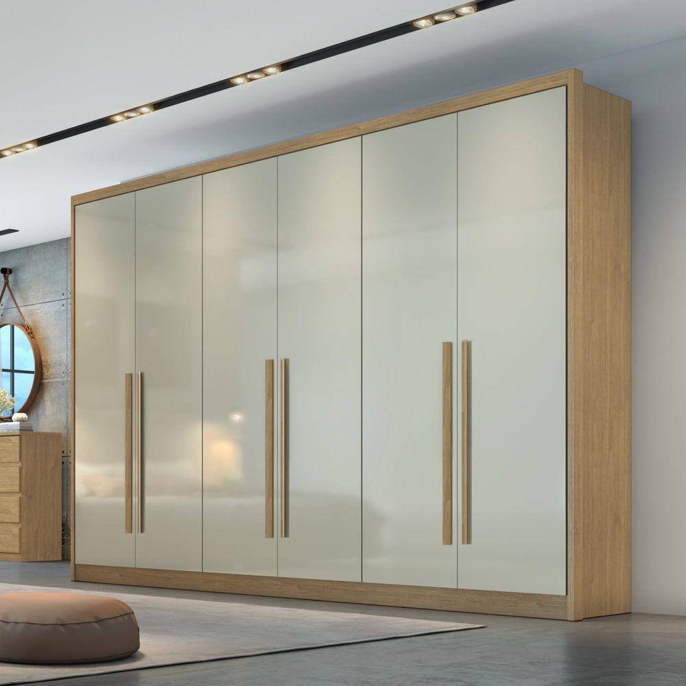 Guarda Roupa 6 Portas 6 Gavetas Reno Novo Horizonte Cumaru Cinza