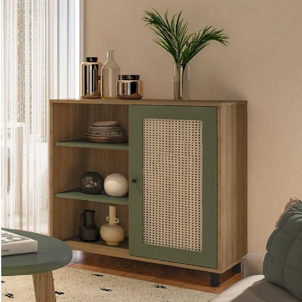 Buffet 1 Porta 3 Nichos Memphis Artely Carvalho/Menta
