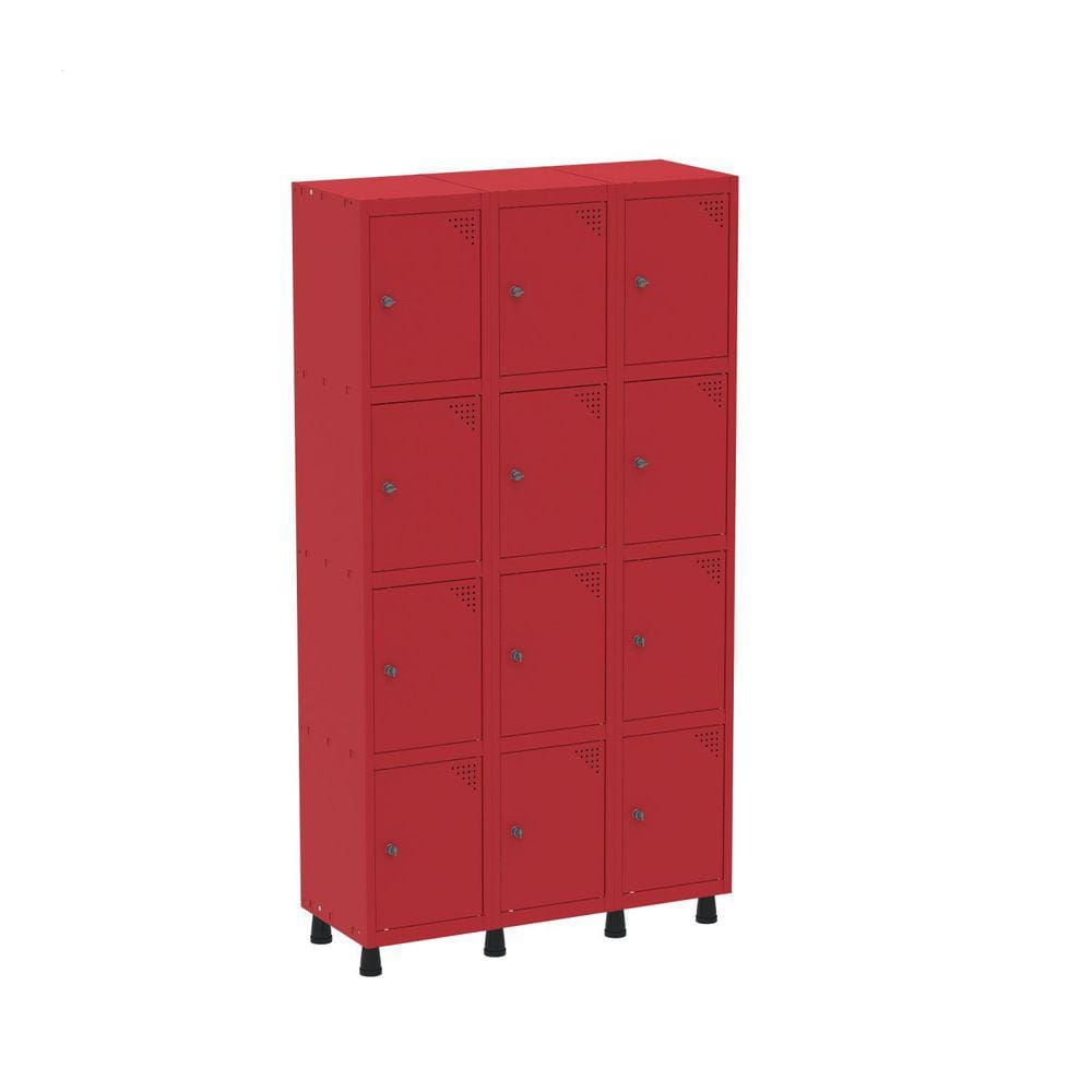 Armario Roupeiro 12 Portas Aço GRP 503/12 Vermelho