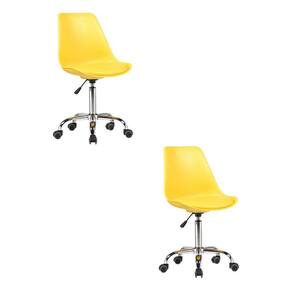 Kit 2 Cadeiras Escritório Secretária Decorativa Eames Chicago Fratini Amarelo