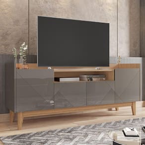 Rack para TV até 60 Polegadas 4 Portas 1 Nicho 158cm Adria Versátile Casa D Cinza Perola/Noce