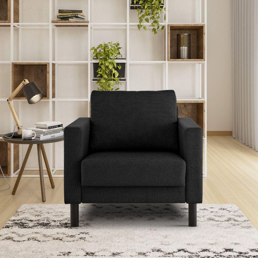 Poltrona em Linho Antúrio CabeCasa MadeiraMadeira Cinza Escuro