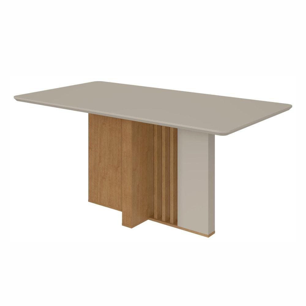 Mesa de Jantar 170x90cm Tampo MDF Astrid Amêndoa Clean/Off White