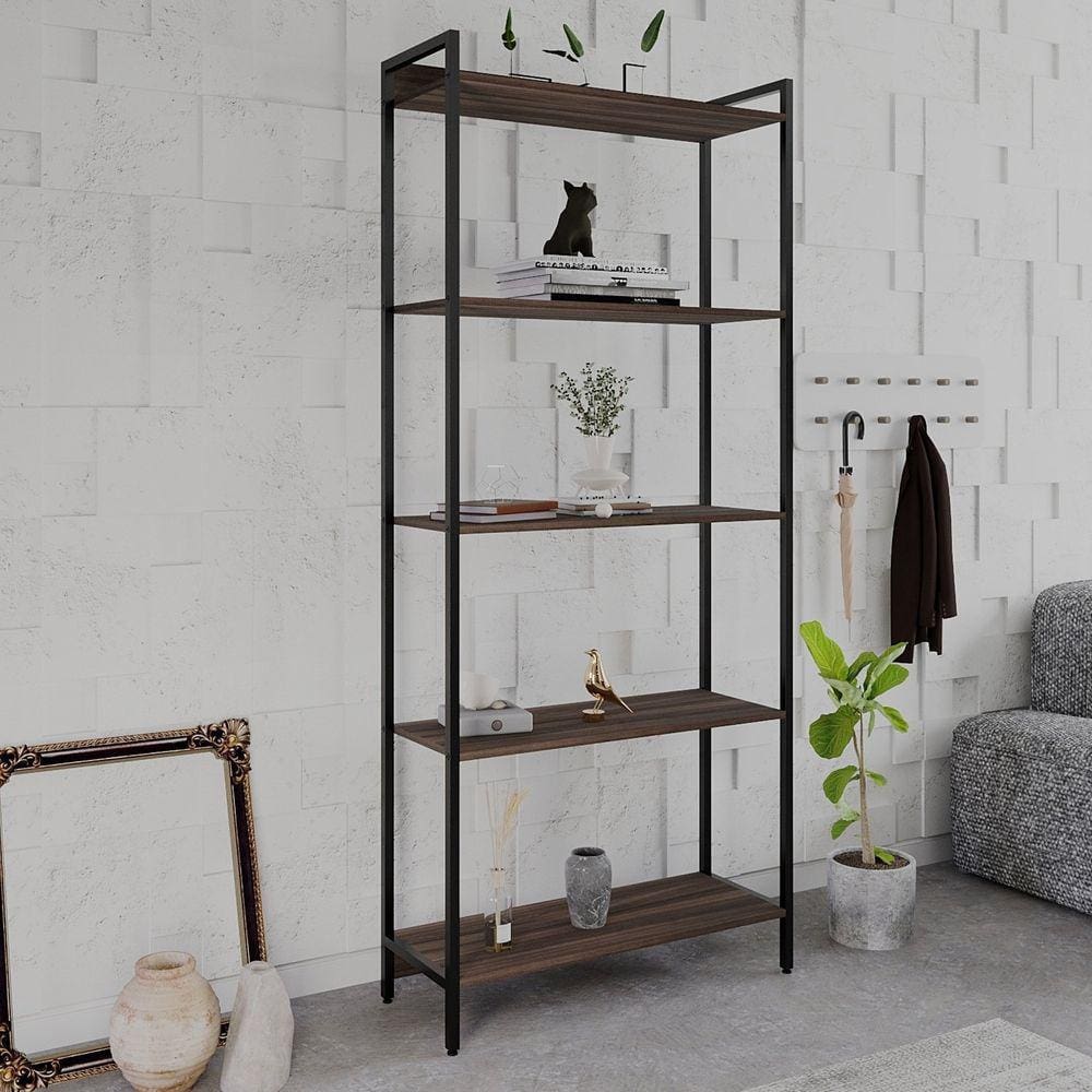 Estante para Livros Industrial Aço Multiuso 5 Prateleiras 187x80cm Active Yescasa Nogal