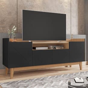 Rack para TV até 60 Polegadas 4 Portas 1 Nicho 158cm Adria Versátile Casa D Preto/Noce