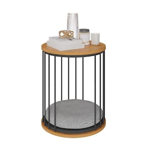 Mesa de Canto Puff Casatema Marroml/Preto Cinza