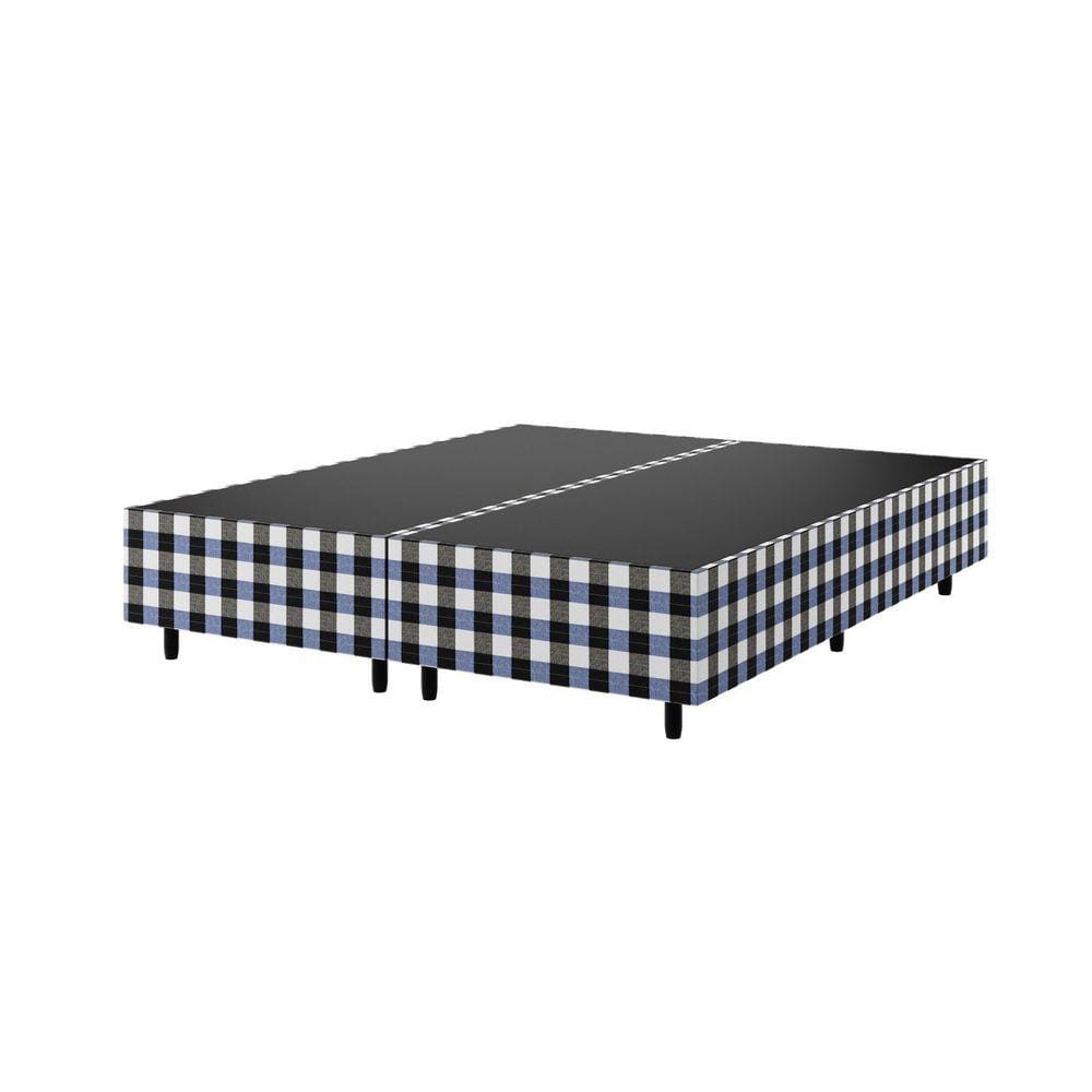 Base Box Queen Zeus Viero 25x158x198cm Azul Xadrez