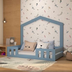 Cama Montessoriana com Casinha Play Azul
