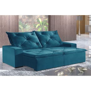 Sofá 2 Lugares Retrátil e Reclinável 230cm Plutão Zara Estofados Azul Jolie