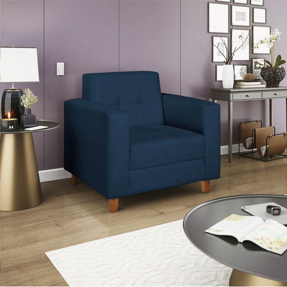 Poltrona Decorativa Dallas Maranata Móveis Azul Marinho