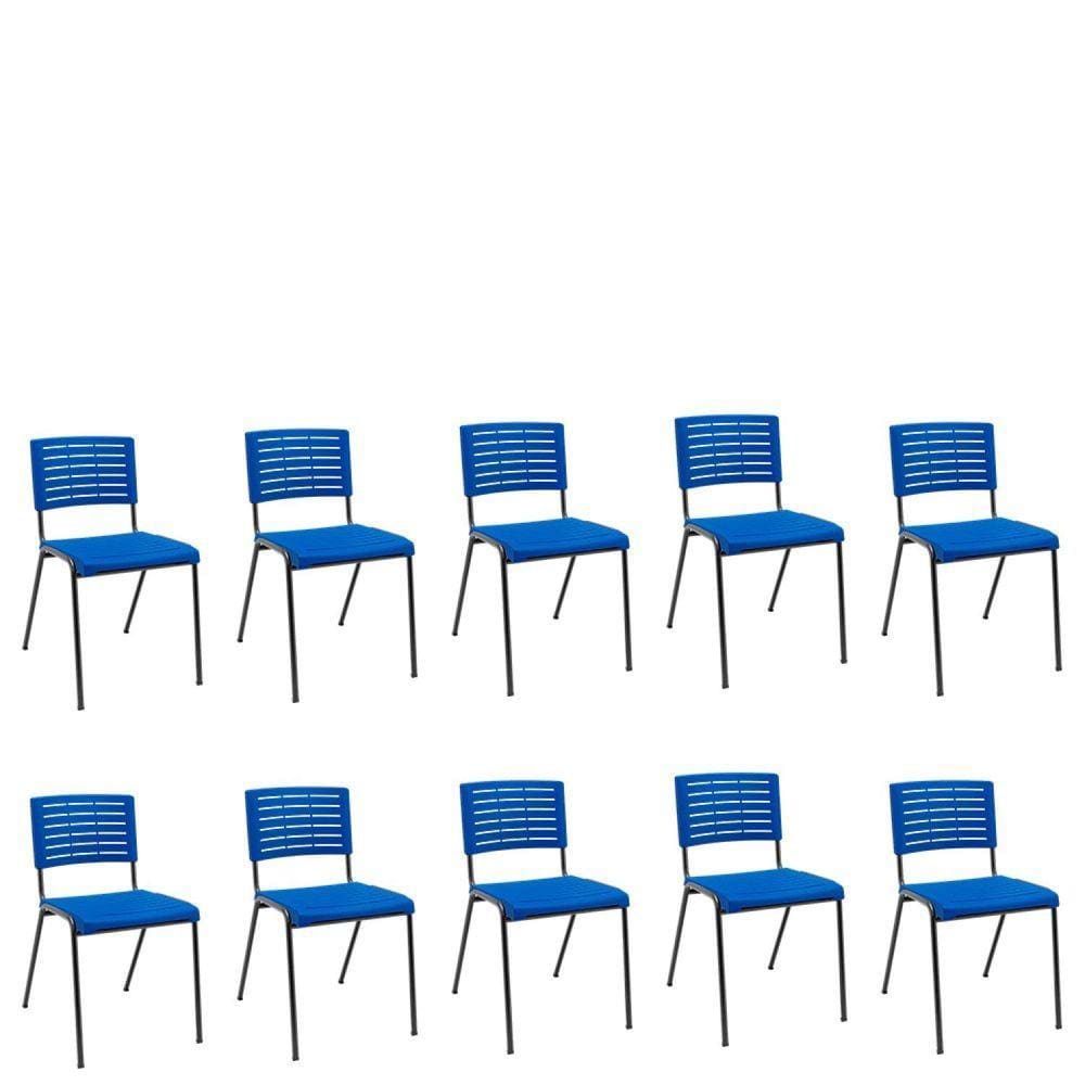 Kit 10 Cadeiras de Escritório Iso Niala NR17 Plaxmetal Azul
