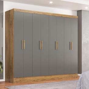 Guarda Roupa Casal 8 Portas 4 Gavetas Jatobá Yescasa Marrom/Cinza