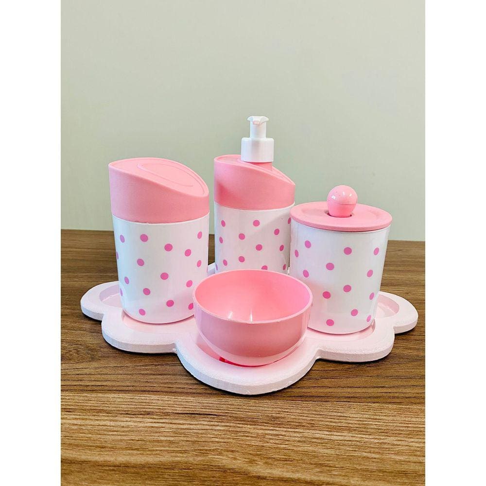 Kit Higiene Baby Poa Rosa c/BANDEJA NUVEM COLOR