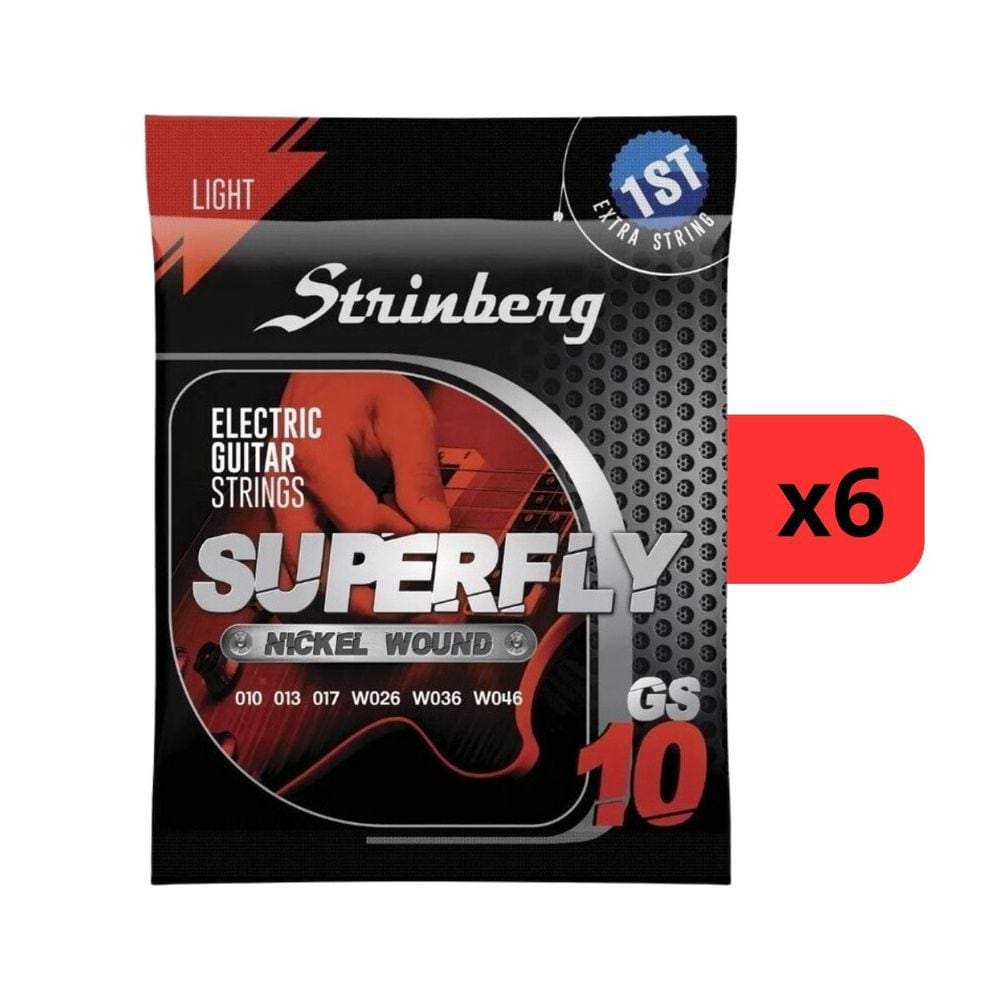 Kit 6 Encordoamento Strinberg Para Guitarra GS10 - 6 Cordas