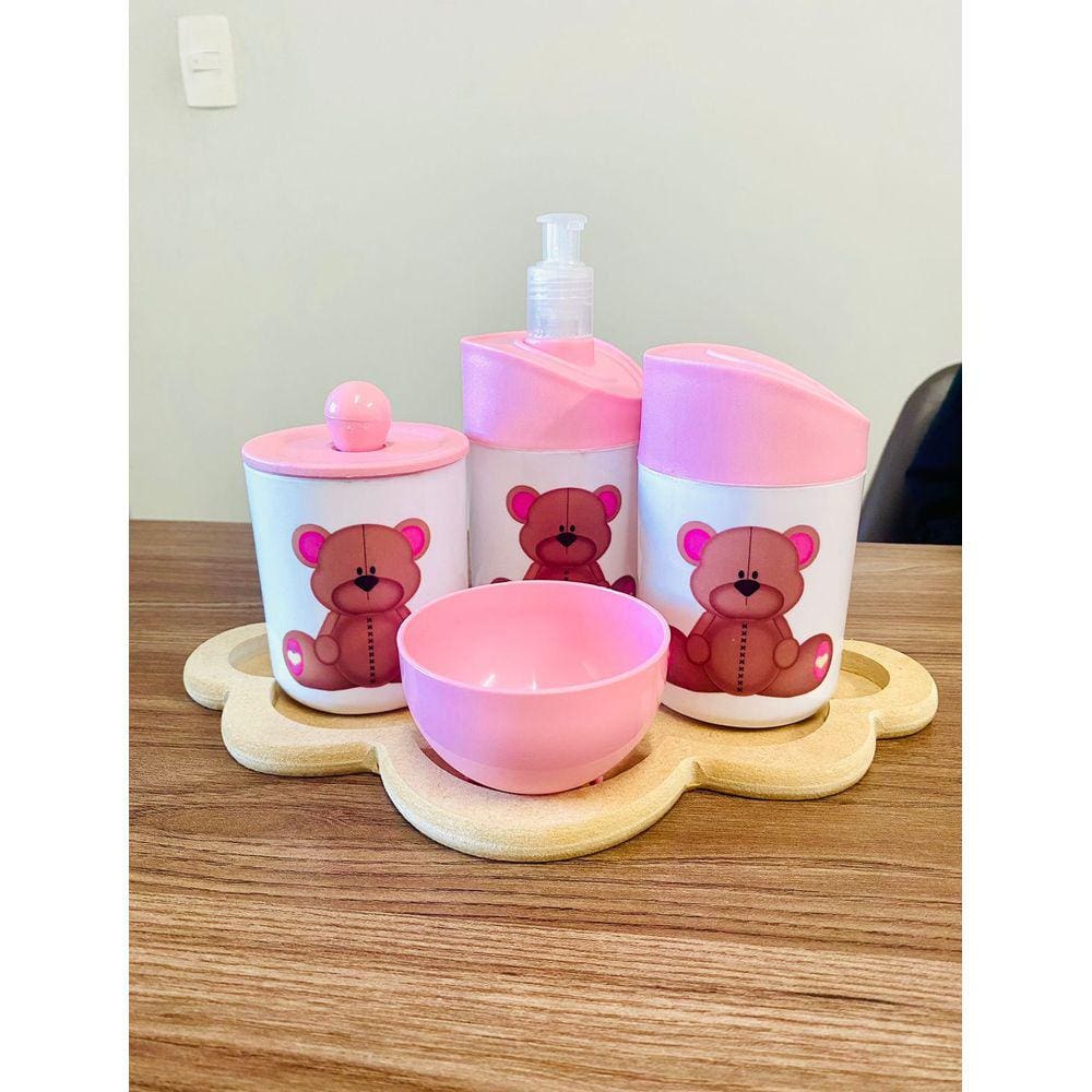 Kit Higiene Ursinha Rosa/BANDEJA NUVEM CRUA