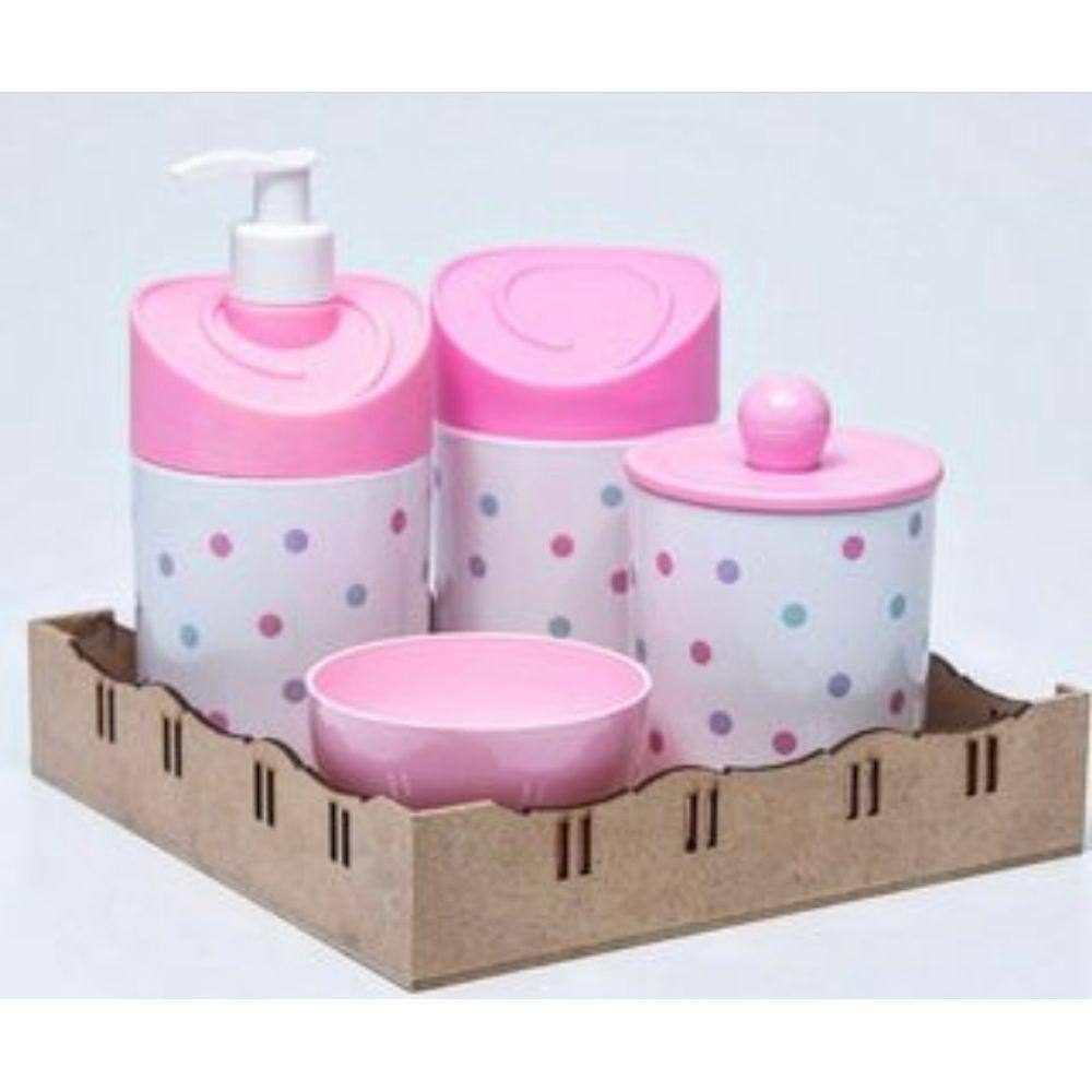 Kit Higiene Baby Poa Rosa c/bandeja quadrada