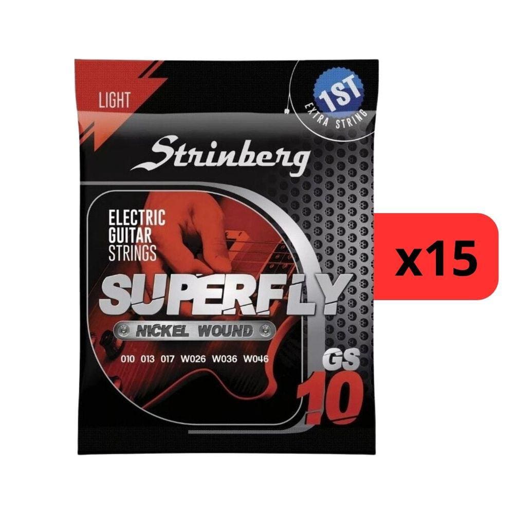 Kit 15 Encordoamento Strinberg Para Guitarra GS10 - 6 Cordas