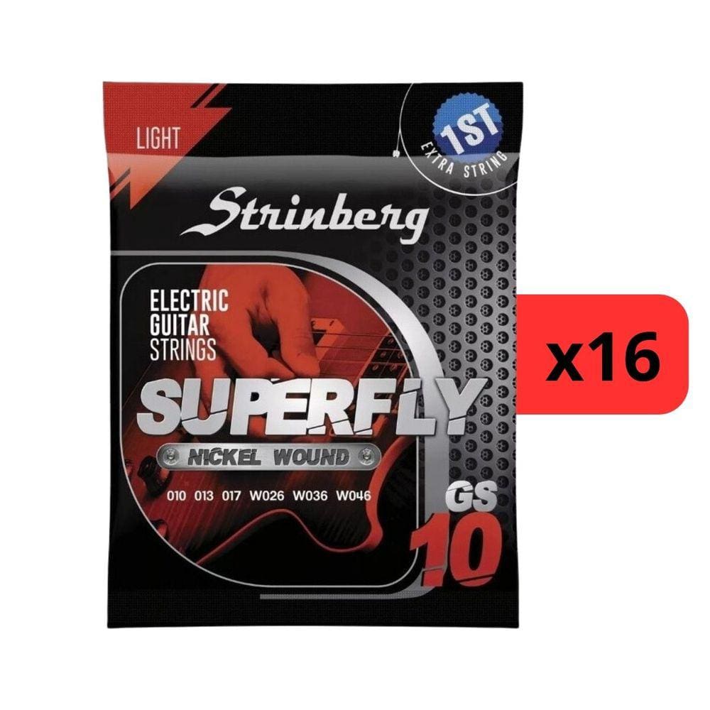 Kit 16 Encordoamento Strinberg Para Guitarra GS10 - 6 Cordas