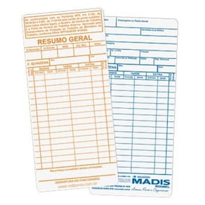 Cartão De Ponto (madis) Térmico Md 402 Pacote Com 500 Un Nfe