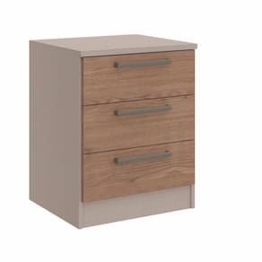 Mesa de Cabeceira Modulada 3 Gavetas Requinte+ Móveis Castro Duna Line/Macadâmia