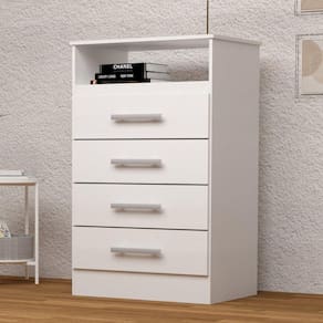 Cômoda Gaveteiro 4 Gavetas 100% MDF Jéssica ACP Móveis Branco/Rosa/Azul