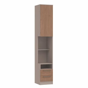 Mesa de Cabeceira Modulada Reto 1 Porta 2 Gavetas Requinte+ Móveis Castro Duna Line/Macadâmia