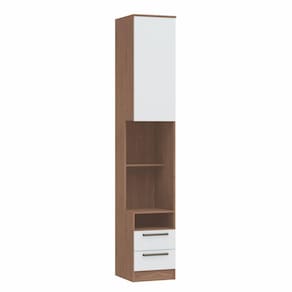 Mesa de Cabeceira Modulada Reto 1 Porta 2 Gavetas Requinte+ Móveis Castro Macadâmia/Branco Line