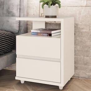 Mesa de Cabeceira 2 Gavetas Campeche Off White