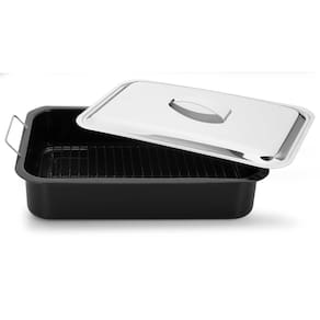 Assadeira Esmaltada Com Tampa e Grelha Retangular Forno
