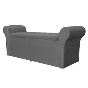 Báu Calçadeira Cancun 140cm Suede Cinza - Vallisa Decor