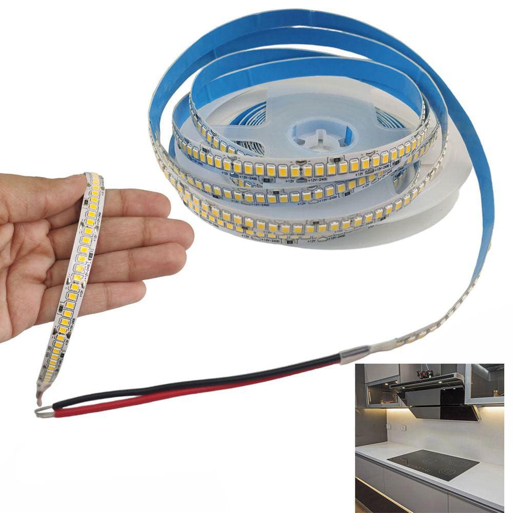 Fita Led 5 Metros 240 Leds 16W 3000K Branco Quente Decoraçao Quarto Sala Gesso Sanca Teto rebaixado Casa Loja