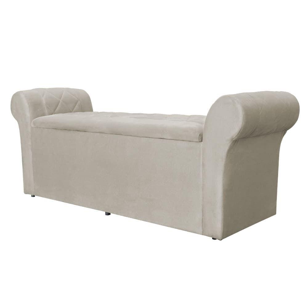Báu Calçadeira Cancun 160cm Suede Bege - Vallisa Decor