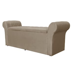 Báu Calçadeira Cancun 160cm Suede Cappuccino - Vallisa Decor