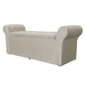 Báu Calçadeira Cancun 195cm Suede Bege - Vallisa Decor