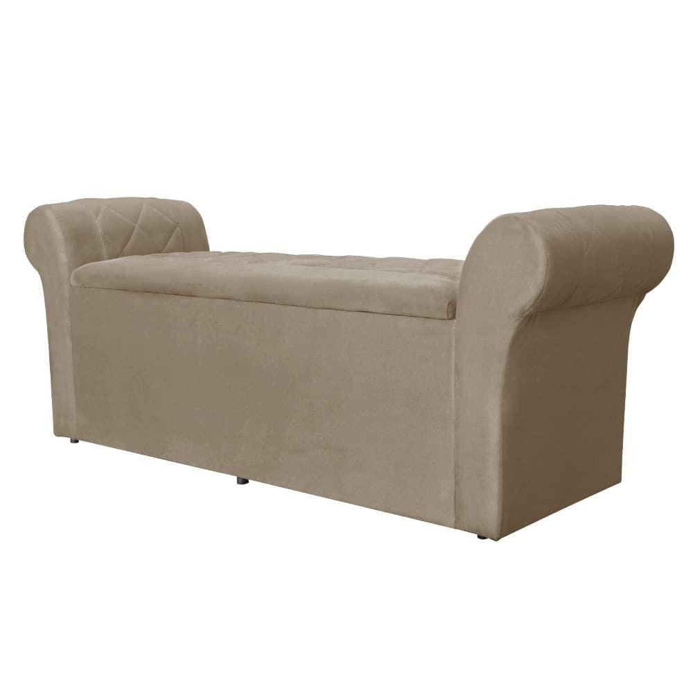 Báu Calçadeira Cancun 195cm Suede Cappuccino - Vallisa Decor